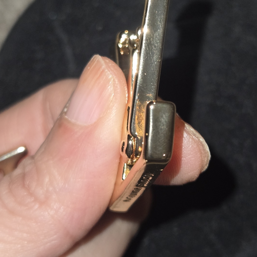 Gold Designer Logo Earrings - Picture 11 of 11